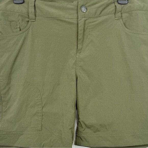 PRANA Olive Green Nylon Quick Dry Activewear Outdoor Performance Shorts - Picture 4 of 16